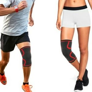 ⬇️ Red Compression Knee Support Sleeve Gel Grip